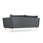 Sofa agate, 3-seater (micadon home) dark gray, velvet, gold metal