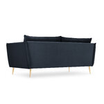 Sofa agate, 3-seater (micadon home) dark blue, velvet, gold metal