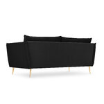 Sofa agate, 3-seater (micadon home) black, velvet, gold metal