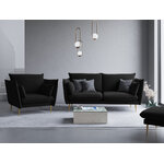 Sofa agate, 3-seater (micadon home) black, velvet, gold metal