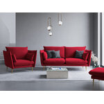 Sofa agate, 3-seater (micadon home) red, velvet, gold metal