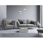 Sofa agate, 3-seater (micadon home) light gray, velvet, black metal