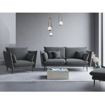 Sofa agate, 3-seater (micadon home) dark gray, velvet, black metal