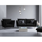 Sofa agate, 3-seater (micadoni home) black, velvet, black metal