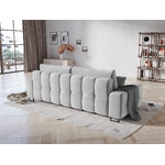 Sofa byron, 3-seater (micadon home) light gray, velvet, black metal