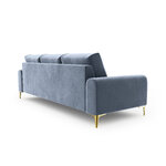 Larnite dīvāns, 3-vietīgs (micadon home) gaiši zils, samts, zelta metāls