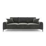 Larnite dīvāns, 3-vietīgs (micadon home) tumši pelēks, samts, melns hromēts metāls