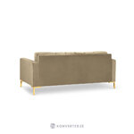 Sofa mamaia, 3-seater (micadoni home) beige, velvet, gold metal