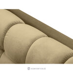 Sofa mamaia, 3-seater (micadoni home) beige, velvet, gold metal