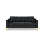 Sofa mamaia, 3-seater (micadon home) dark gray, velvet, gold metal