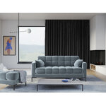 Sofa mamaia, 3-seater (micadoni home) light blue, velvet, black metal