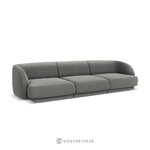 Sofa miley (micadon ribotas leidimas) šviesiai pilka, aksominė, 74x85x259