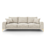 Larnite dīvāns, 3-vietīgs (micadon home) gaiši bēšs, strukturēts audums, zelta metāls