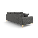 Sofa larnite, 3-seater (micadon home) dark gray, structured fabric, gold metal