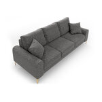 Sofa larnite, 3-seater (micadon home) dark gray, structured fabric, gold metal