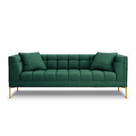 Karoo sofa, 3-vietė (micadon home) žalia, struktūrinio audinio, auksinis metalas
