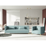 Anite sofa, 3-viete (micadon home) mėtinė, aksominė, auksinis metalas