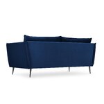 Sofa agatas, 4-vietė (micadoni home) sodri mėlyna, aksominė, juodo metalo