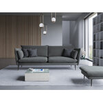 Sofa agate, 4-seater (micadon home) dark gray, velvet, black metal