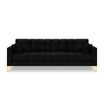 Sofa mamaia, 4-vietė (micadon home) juoda, aksominė, auksinė metalinė