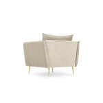 Armchair agate, (micadoni home) beige, velvet, gold metal