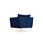 Armchair agate, (micadoni home) deep blue, velvet, gold metal