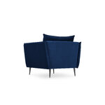 Armchair agate, (micadoni home) deep blue, velvet, black metal