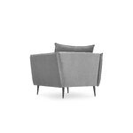 Armchair agate, (micadoni home) light grey, velvet, black metal