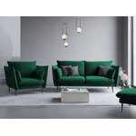 Armchair agate, (micadoni home) bottle green, velvet, black metal