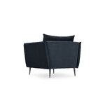 Armchair agate, (micadoni home) dark blue, velvet, black metal