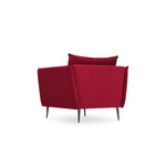 Armchair agate, (micadoni home) red, velvet, black metal