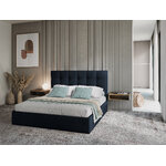 Bed phaedra, (micadoni home) dark blue, structured fabric, 140x200