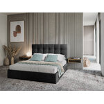 Bed phaedra, (micadoni home) dark gray, structured fabric, 140x200