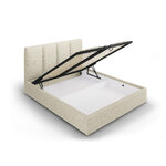 Pyla bed, (micadoni home) beige, structured fabric, 140x200