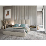 Pyla bed, (micadoni home) beige, structured fabric, 140x200