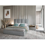 Pyla bed, (micadoni home) light gray, structured fabric, 140x200