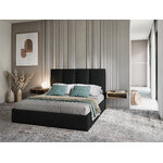 Pyla bed, (micadoni home) black, structured fabric, 140x200