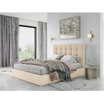 Bed phaedra, (micadoni home) beige, velvet, 140x200