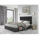 Bed phaedra, (micadoni home) dark gray, velvet, 140x200