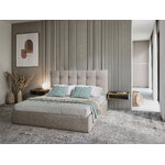 Bed phaedra, (micadoni home) beige, structured fabric, 160x200