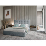 Bed phaedra, (micadoni home) light blue, structured fabric, 160x200