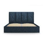 Bed frame, (micadoni home) dark blue, structured fabric, 160x200