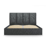 Pyla bed, (micadoni home) dark gray, structured fabric, 160x200