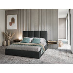 Pyla bed, (micadoni home) dark gray, structured fabric, 160x200