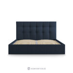 Bed phaedra, (micadoni home) dark blue, structured fabric, 180x200