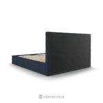 Bed phaedra, (micadoni home) dark blue, structured fabric, 180x200