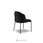 Set of 2 chairs limmen (micadoni home) velvet, black metal frame, black