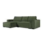 Угловой диван Эвелин, 4-местный (микадони домашний) бутылочно-зеленый, бархат, черный бук, левый