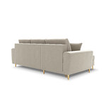 Moghan kampinė sofa, 4-vietė (micadoni home) smėlio spalvos, aksominė, auksinė metalinė, apverčiama