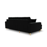 Moghan kampinė sofa, 4-vietė (micadoni home) juoda, aksominė, auksinė metalinė, apverčiama